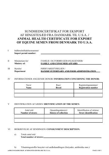 SUNDHEDSCERTIFIKAT FOR EKSPORT AF FROSSEN ...