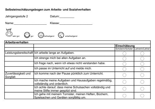 SelbsteinschÃ¤tzungsbogen zum Arbeits- und Sozialverhalten