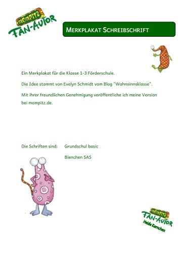 MERKPLAKAT SCHREIBSCHRIFT - Mompitz