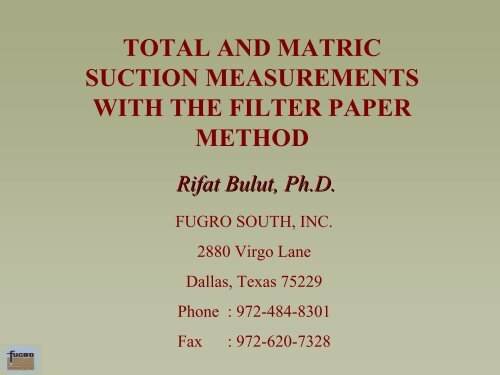 Soil Suction Measurements by Filter Paper - Foundation ...