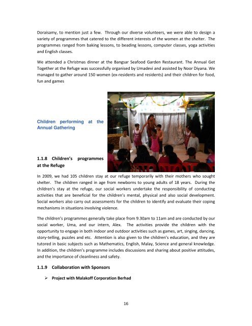 WAO ANNUAL REPORT 2009 - Women's Aid Organisation