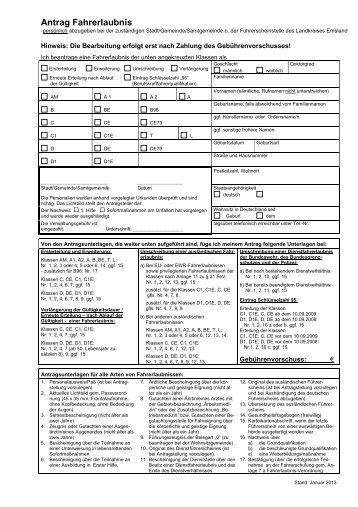 Antrag Fahrerlaubnis