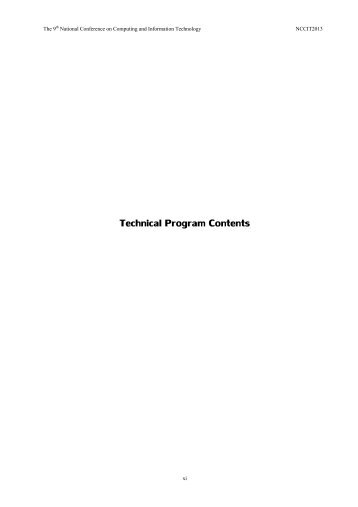 Technical Program Contents - nccit