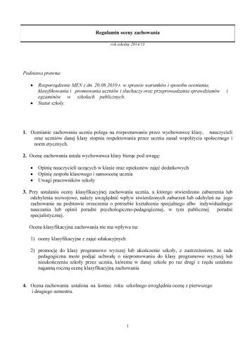 Regulamin oceny z zachowania - zst.torun.pl