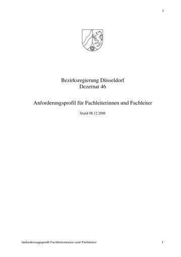 Bezirksregierung DÃ¼sseldorf Dezernat 46 Anforderungsprofil fÃ¼r ...