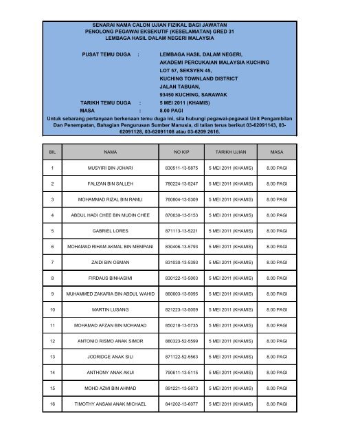 PUSAT TEMU DUGA : LEMBAGA HASIL DALAM NEGERI ...