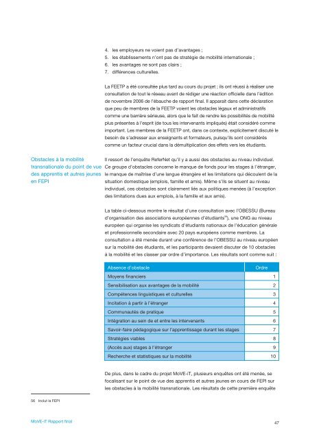 Surmonter les obstacles Ã  la mobilitÃ© pour les apprentis et ... - Freref