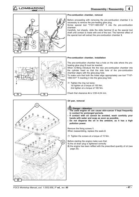 WORKSHOP MANUAL - lombardini service