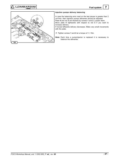 WORKSHOP MANUAL - lombardini service