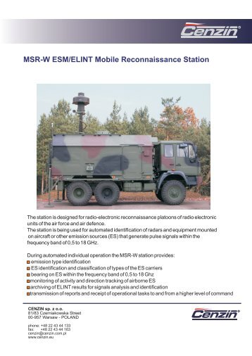 MSR-W ESM-ELINT Mobile Reconnaissance Station - Cenzin