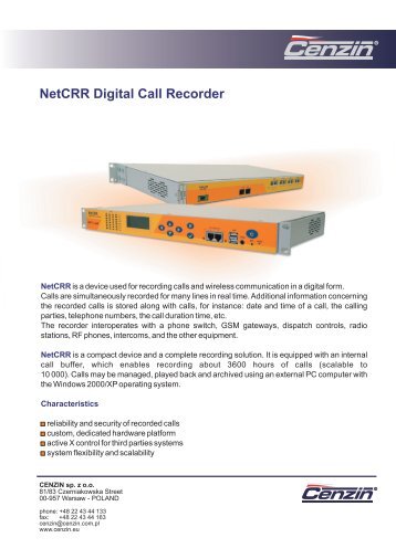 309. NetCRR Digital Call Recorder - Cenzin