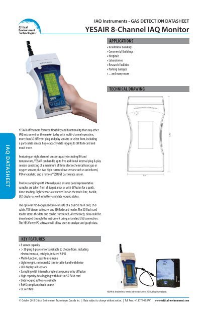 YESAIR 8-Channel IAQ Monitor - Critical Environment Technologies