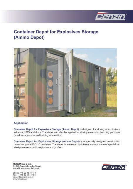 362. Container Depot for Explosives Storage - Cenzin