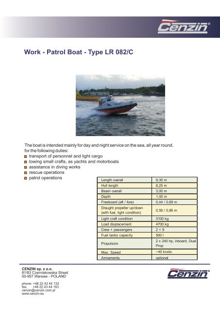 211. Work - Patrol Boat Type LR 082-C - Cenzin
