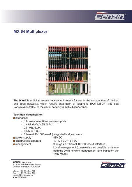 DGT MX 64 Multiplexer - Cenzin