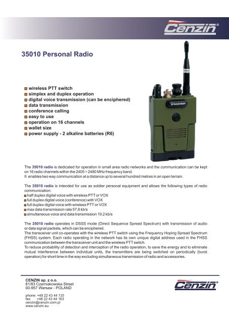 318. 35010 Personal Radio - Cenzin