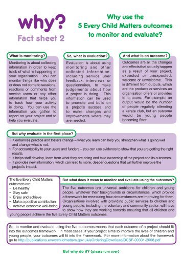 Why use the 5 Every Child Matters outcomes to monitor and evaluate?