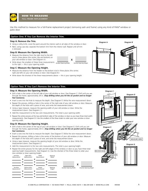 Measuring For Pocket Replacement Windows Pella Com