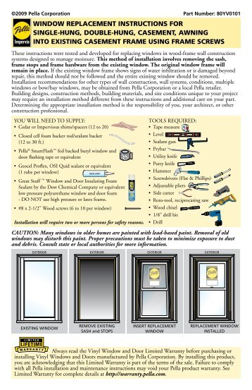 window replacement instructions for single-hung, double ... - Pella.com