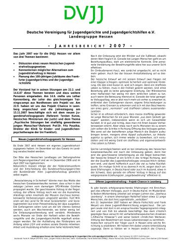 Den Jahresbericht 2007 mit vielen Informationen ... - DVJJ-Hessen