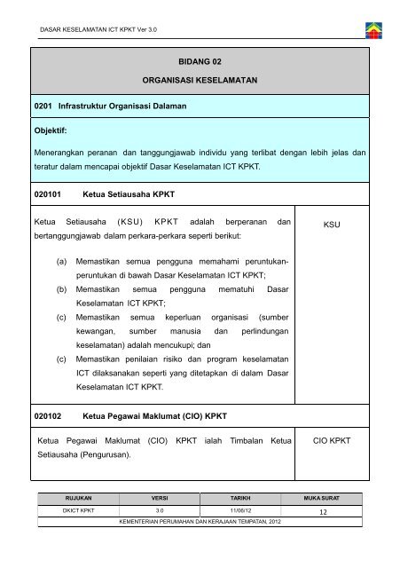 Dasar Keselamatan ICT Kementerian Perumahan dan Kerajaan ...