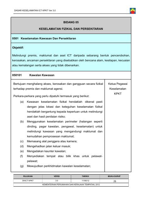 Dasar Keselamatan ICT Kementerian Perumahan dan Kerajaan ...