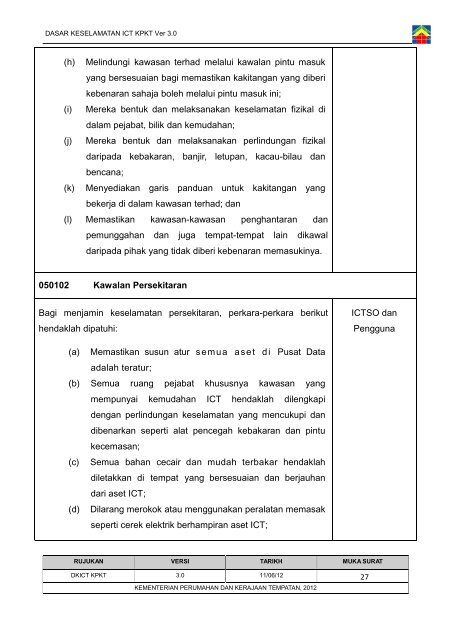 Dasar Keselamatan ICT Kementerian Perumahan dan Kerajaan ...