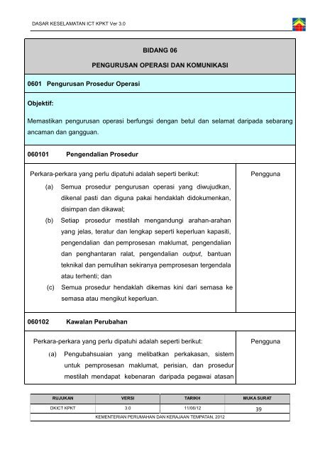 Dasar Keselamatan ICT Kementerian Perumahan dan Kerajaan ...