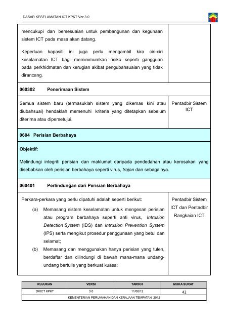 Dasar Keselamatan ICT Kementerian Perumahan dan Kerajaan ...