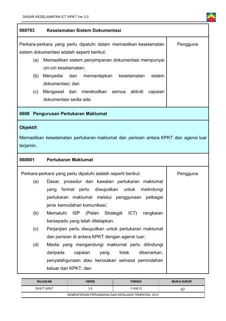 Dasar Keselamatan ICT Kementerian Perumahan dan Kerajaan ...