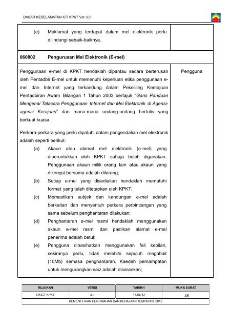 Dasar Keselamatan ICT Kementerian Perumahan dan Kerajaan ...