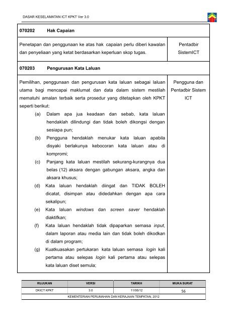 Dasar Keselamatan ICT Kementerian Perumahan dan Kerajaan ...