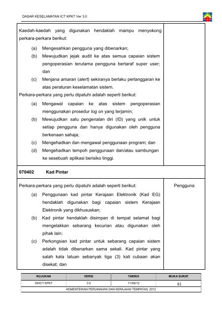 Dasar Keselamatan ICT Kementerian Perumahan dan Kerajaan ...