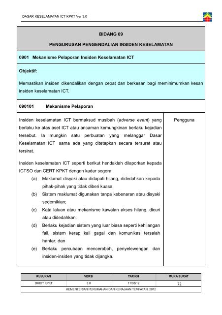 Dasar Keselamatan ICT Kementerian Perumahan dan Kerajaan ...