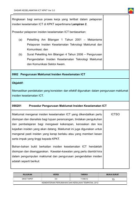 Dasar Keselamatan ICT Kementerian Perumahan dan Kerajaan ...