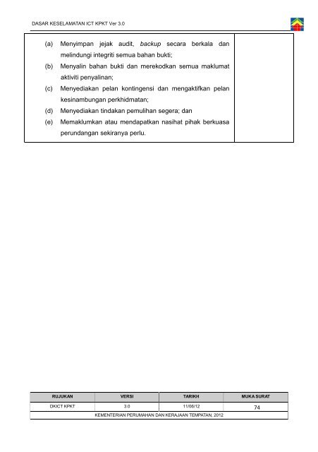 Dasar Keselamatan ICT Kementerian Perumahan dan Kerajaan ...