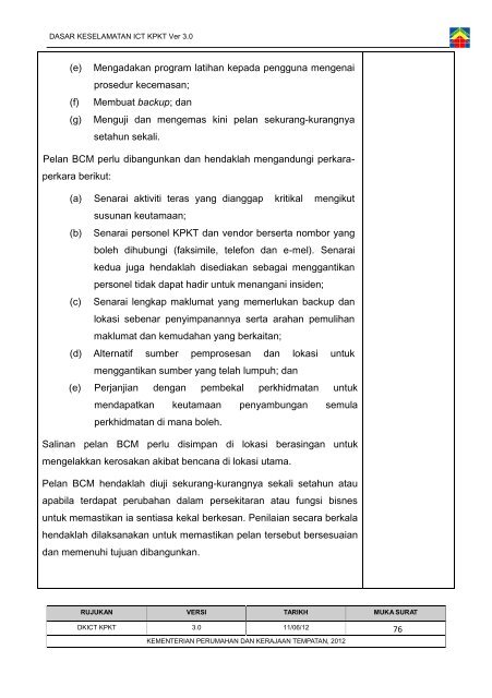 Dasar Keselamatan ICT Kementerian Perumahan dan Kerajaan ...