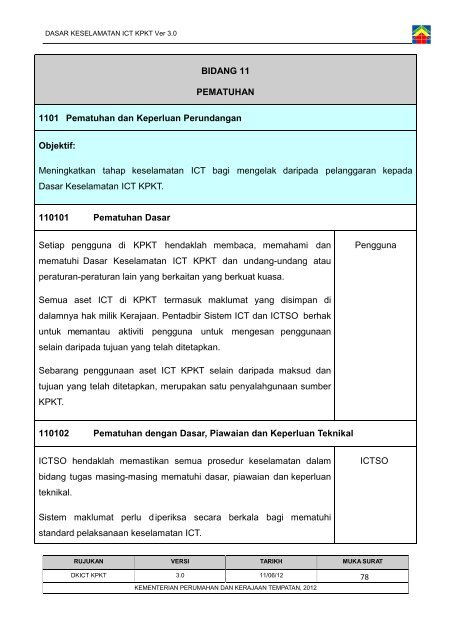 Dasar Keselamatan ICT Kementerian Perumahan dan Kerajaan ...