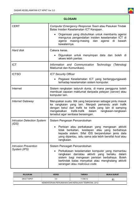 Dasar Keselamatan ICT Kementerian Perumahan dan Kerajaan ...