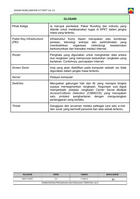 Dasar Keselamatan ICT Kementerian Perumahan dan Kerajaan ...