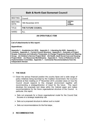 the future council pdf 439 kb - Bath and North East Somerset