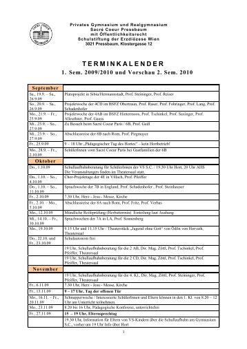 Terminkalender 1. Sem. 09-10 - Gymnasium und Realgymnasium