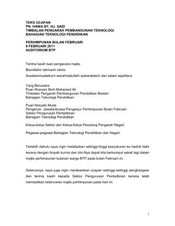 Teks ucapan pengarah sempena majlis penutup karnival kolej Teks ucapan pengarah sempena majlis penutup karnival kolej