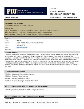 Helen Robbins - College of Education - Florida International University