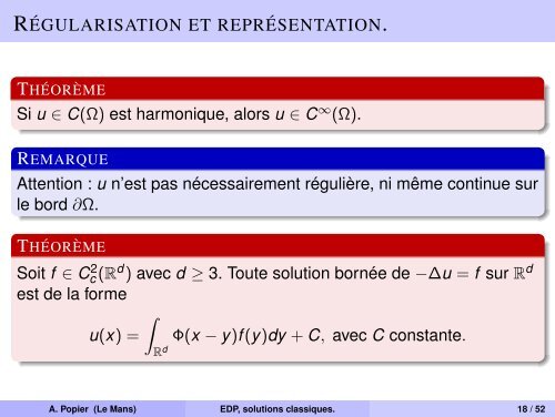 Ãquations aux dÃ©rivÃ©es partielles, solutions classiques. DiffÃ©rences ...