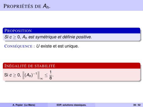 Ãquations aux dÃ©rivÃ©es partielles, solutions classiques. DiffÃ©rences ...