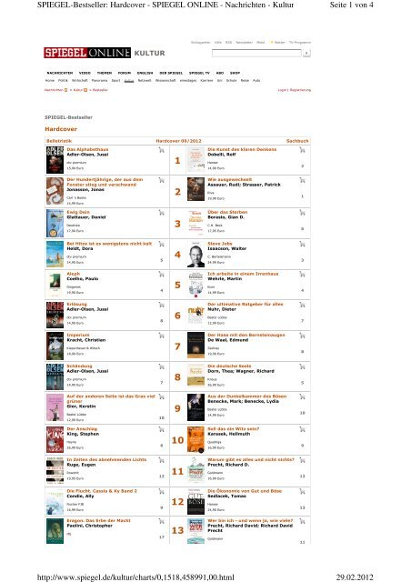Spiegel-Bestseller 9 2012