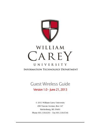 Guest Wireless Guide - Indigo Wmcarey - William Carey University