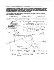 ENGR 210 - STATICS ~ FINAL EXAM-MAY 16, 2002 ~ Student