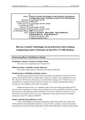 Prijava - Elektronski fakultet Nis